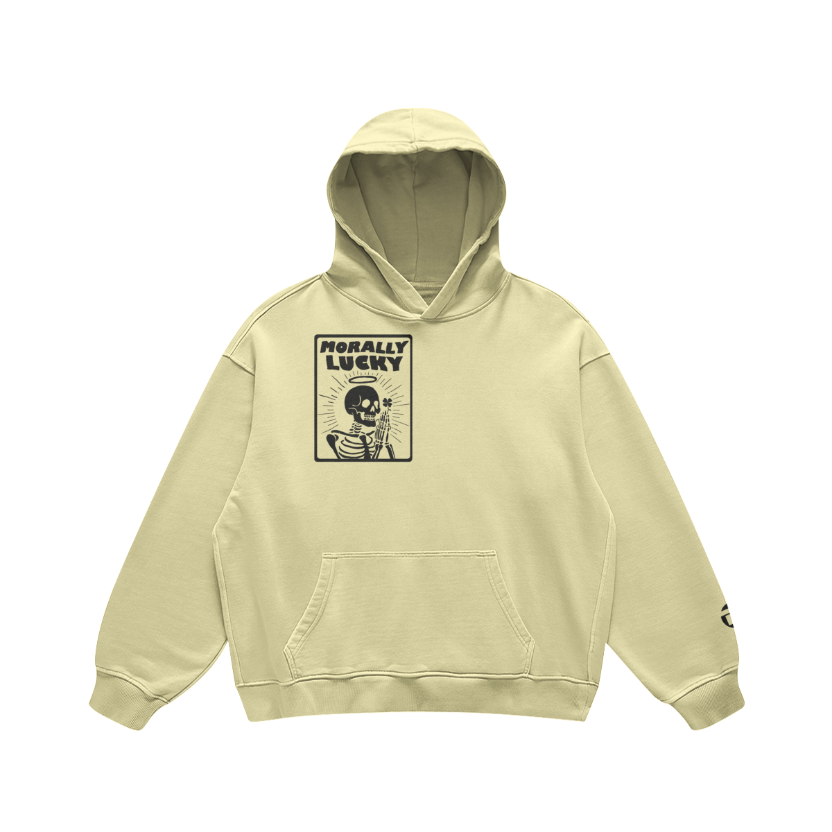 Morally Lucky Oversized, Super-heavyweight Hoodie, Pale Yellow