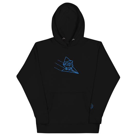 Airplane Embroidered Hoodie, Black