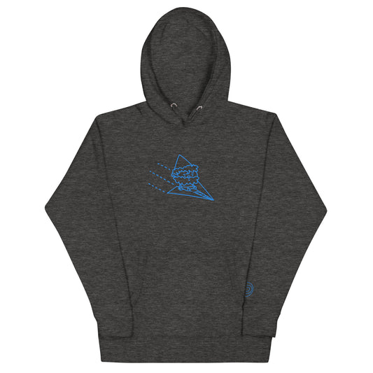 Airplane Embroidered Hoodie, Charcoal