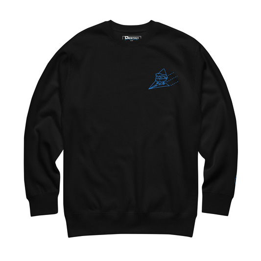 Airplane Embroidered Crewneck Sweatshirt, Black