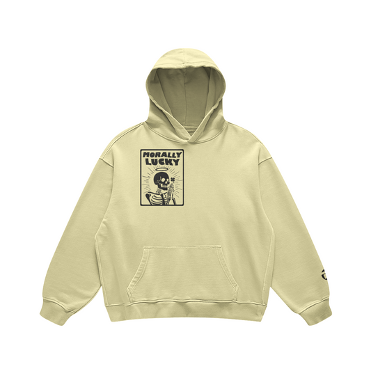Morally Lucky Oversized, Super-heavyweight Hoodie, Pale Yellow