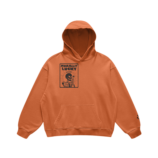 Morally Lucky Oversized, Super-heavyweight Hoodie, Burnt Orange