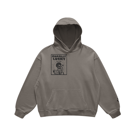 Morally Lucky Oversized, Super-heavyweight Hoodie, Gray