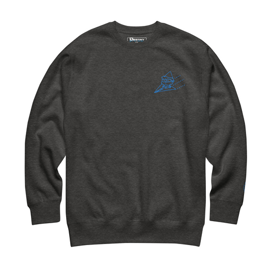 Airplane Embroidered Crewneck Sweatshirt, Charcoal