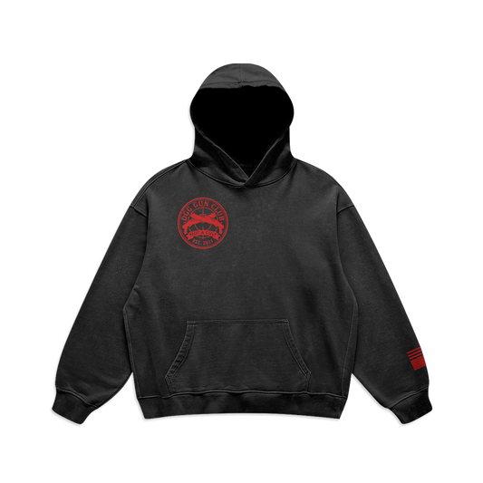 Gun Club Faded Oversized Hoodie, Black