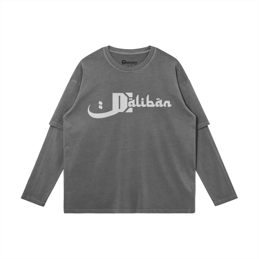 Daliban Layered Long Sleeve Shirt, Gray
