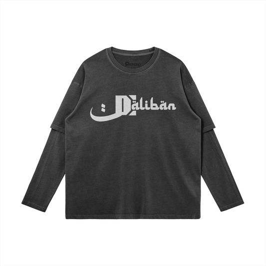 Daliban Layered Long Sleeve Shirt, Black