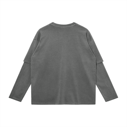 Daliban Layered Long Sleeve Shirt, Gray
