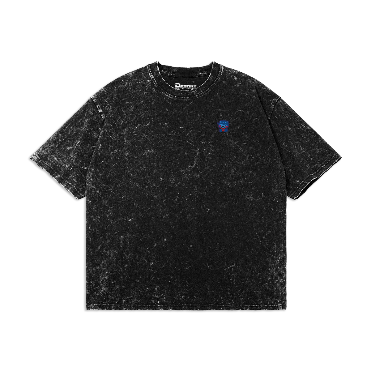 Embroidered Logo Oversized Faded Tee, Black