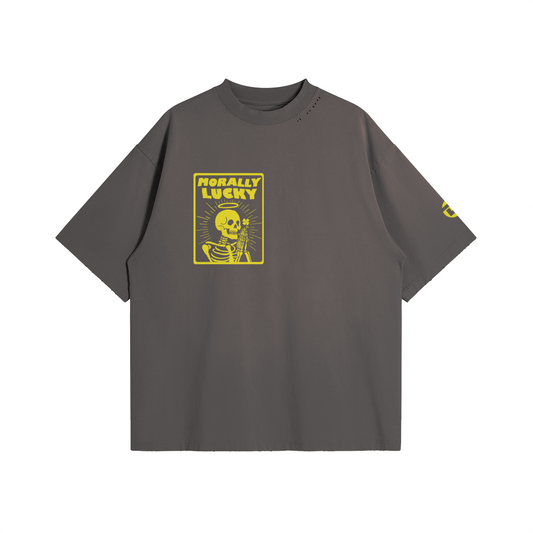 Morally Lucky Oversized Worn-out Tee, Gray