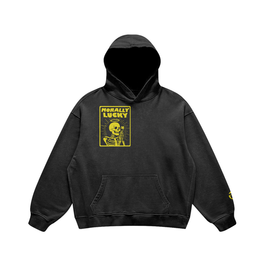 Morally Lucky Oversized, Super-heavyweight Hoodie, Black
