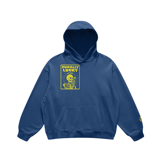 Morally Lucky Oversized, Super-heavyweight Hoodie, Soft blue