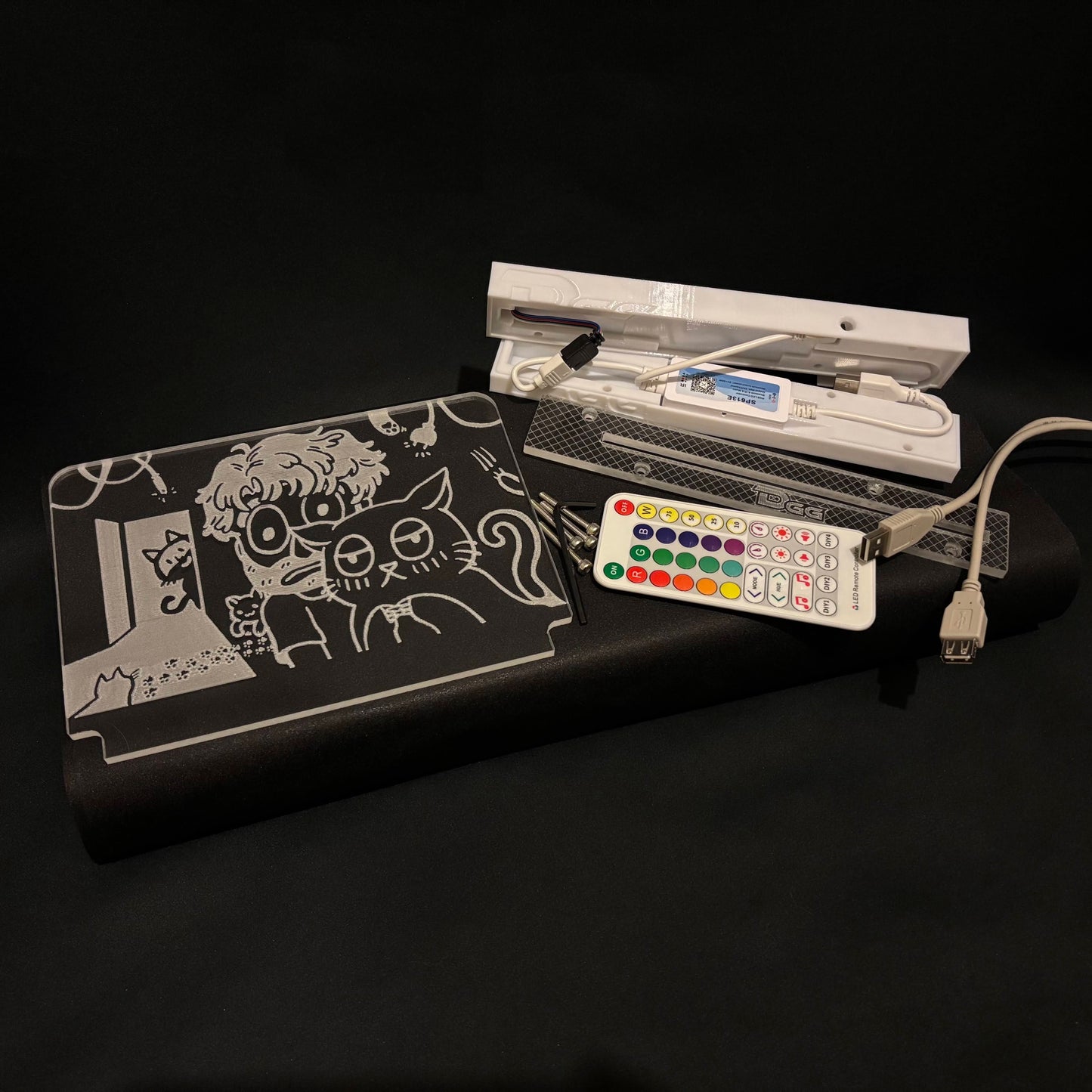 LED Acrylic Art Panel, "Destiny's Kute Kuddly Kittycats" by Halibee