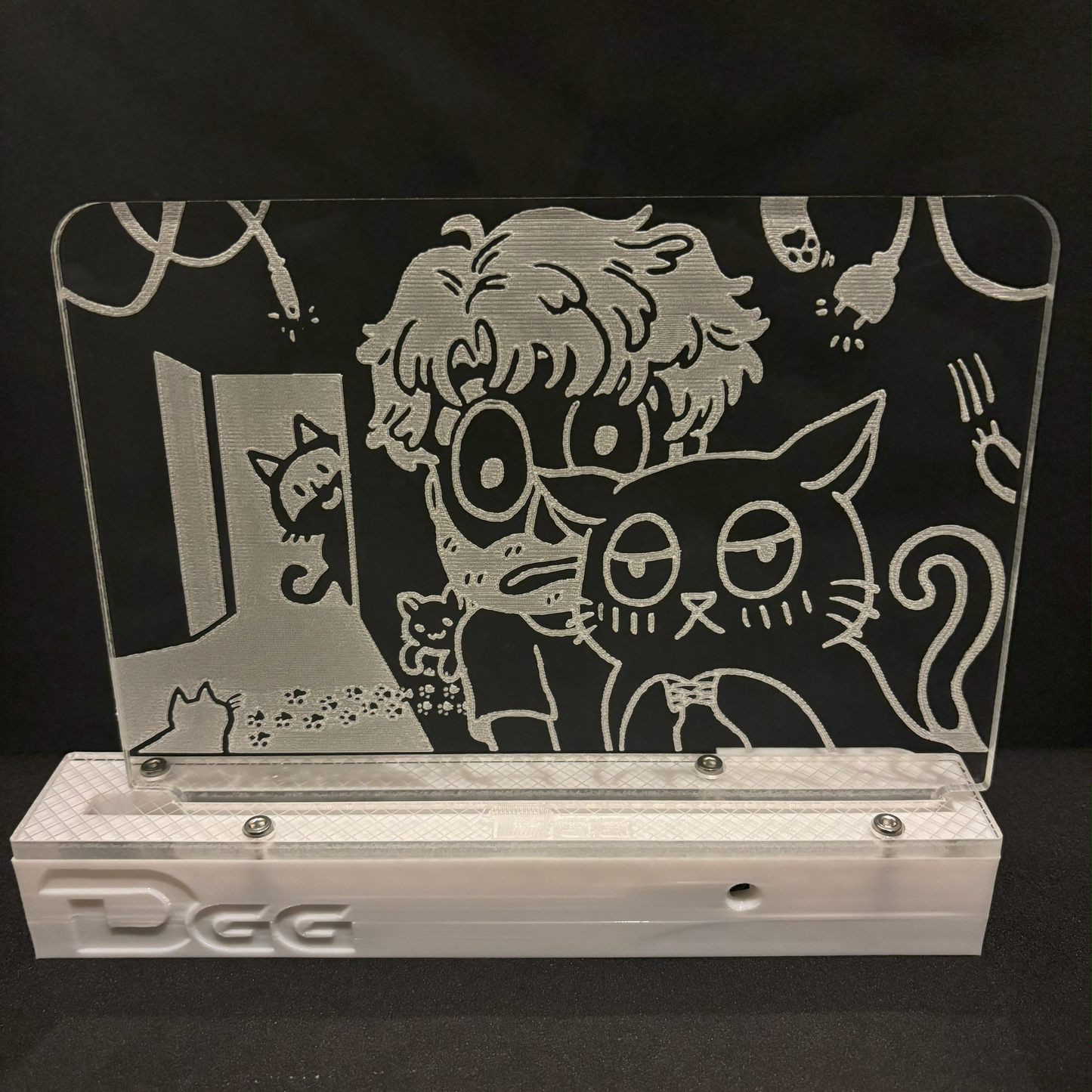 LED Acrylic Art Panel, "Destiny's Kute Kuddly Kittycats" by Halibee