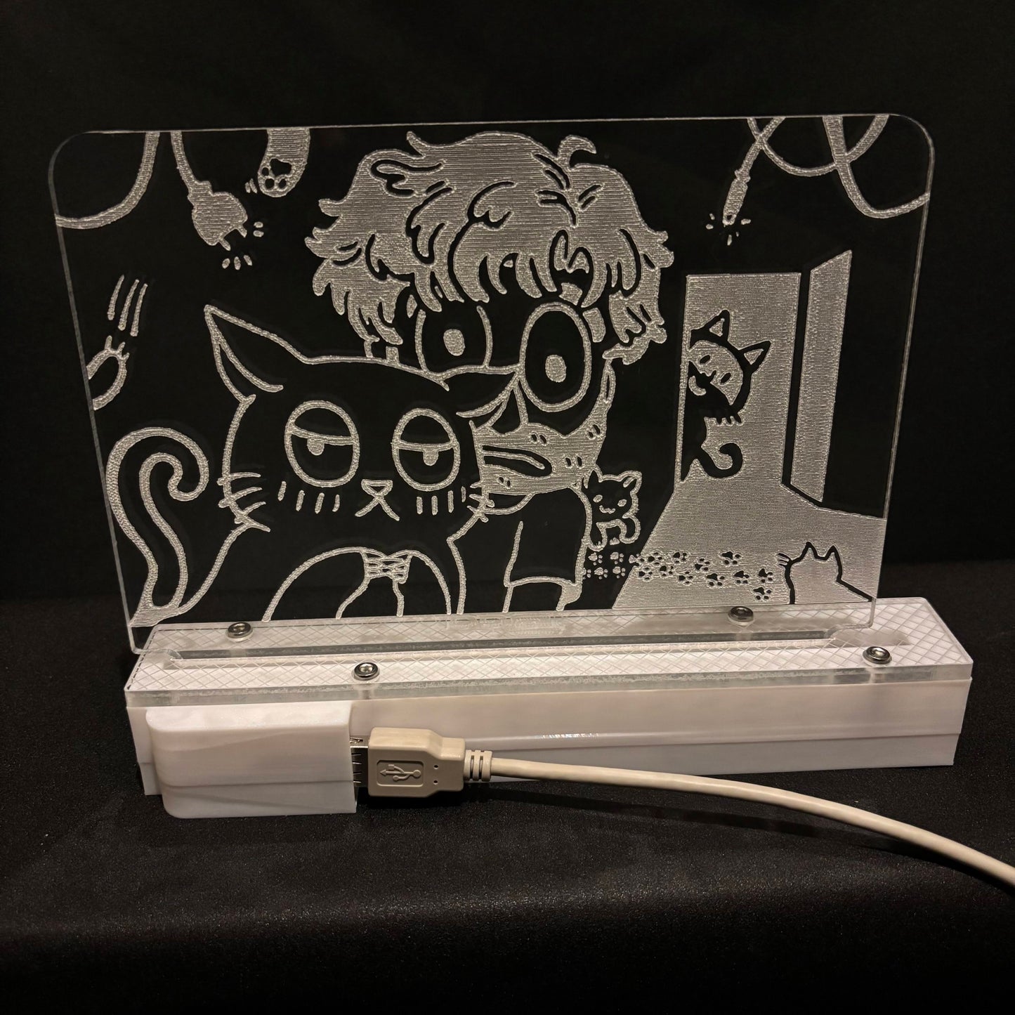 LED Acrylic Art Panel, "Destiny's Kute Kuddly Kittycats" by Halibee