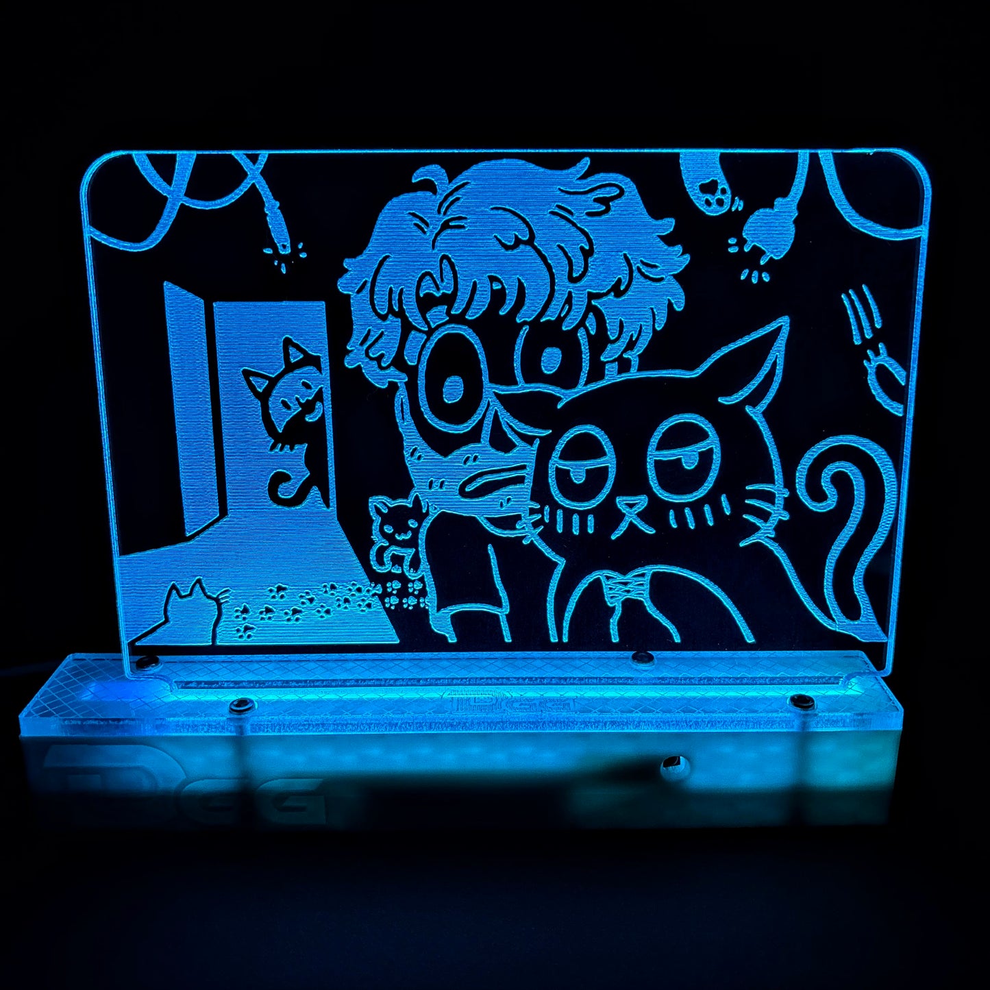 LED Acrylic Art Panel, "Destiny's Kute Kuddly Kittycats" by Halibee