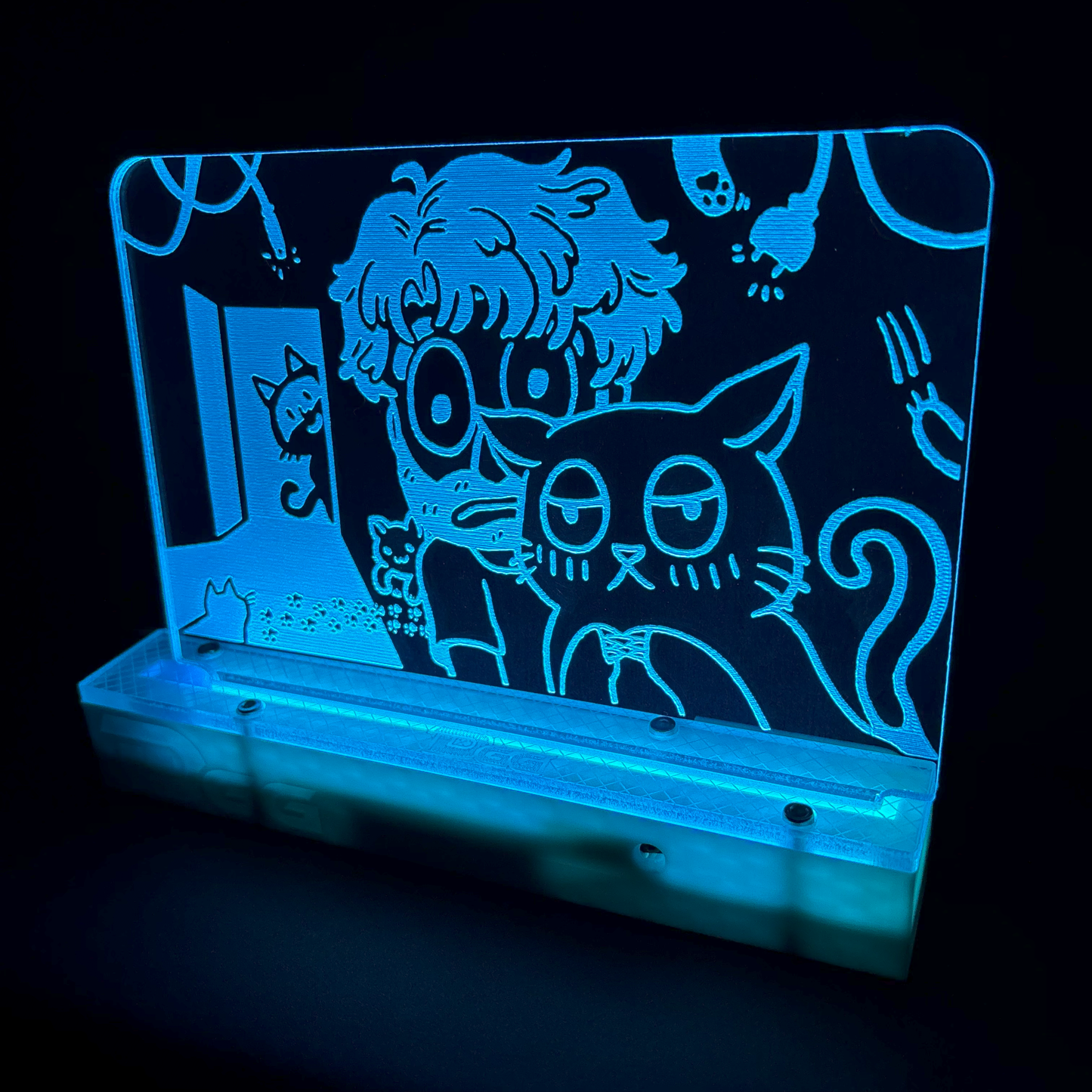LED Acrylic Art Panel, "Destiny's Kute Kuddly Kittycats" by Halibee