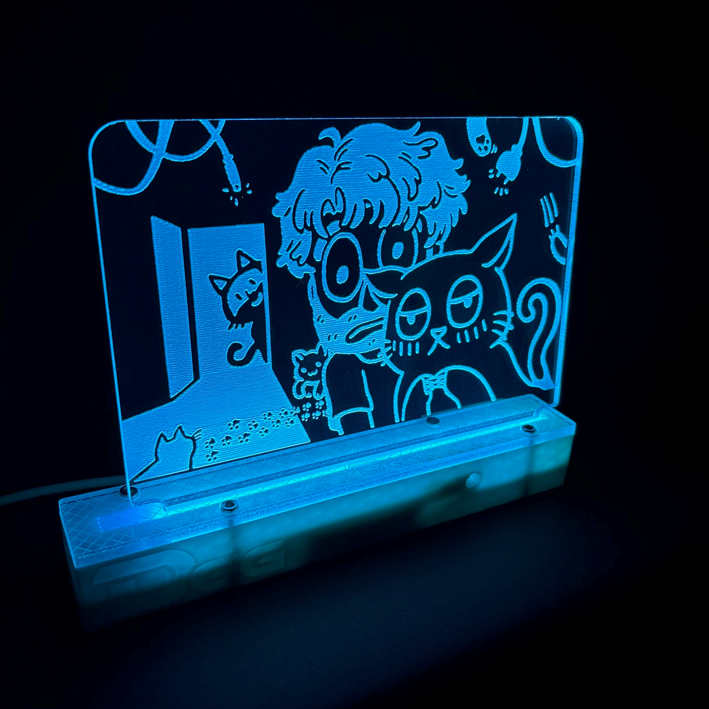 LED Acrylic Art Panel, "Destiny's Kute Kuddly Kittycats" by Halibee