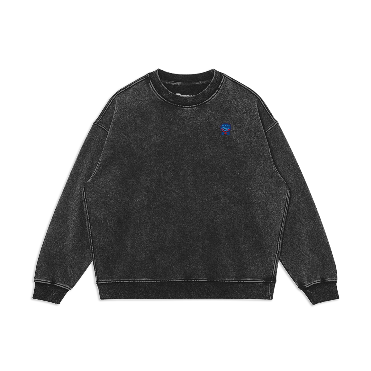 Embroidered Logo Oversized Faded Sweatshirt, Black