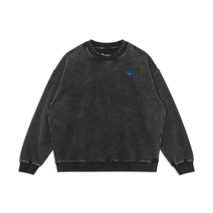 Embroidered Logo Oversized Faded Sweatshirt, Black