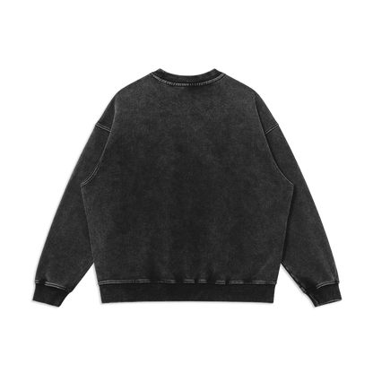 Embroidered Logo Oversized Faded Sweatshirt, Black