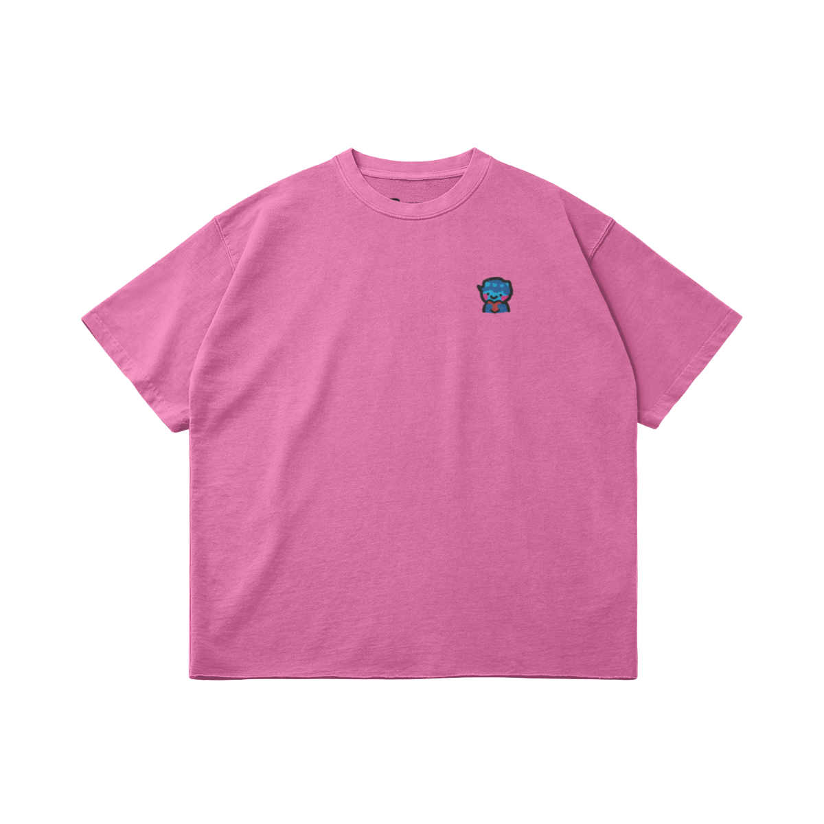 DggL Embroidered Logo Raw Hem Tee, Pink