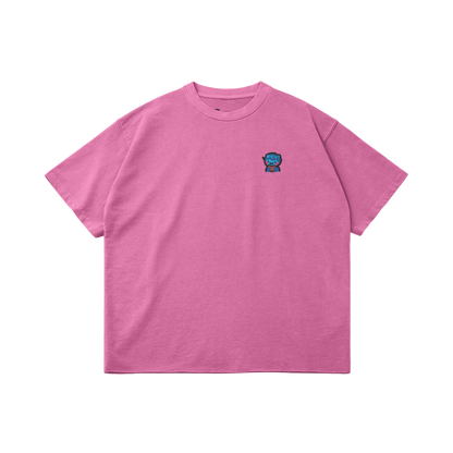 DggL Embroidered Logo Raw Hem Tee, Pink