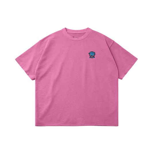 DggL Embroidered Logo Raw Hem Tee, Pink