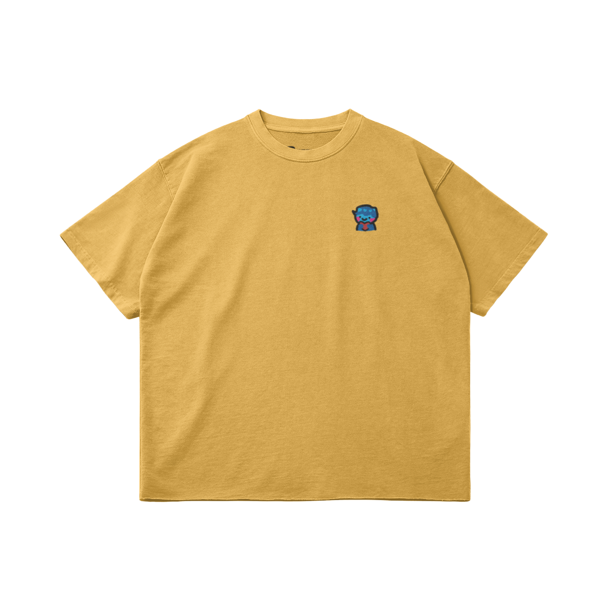 DggL Embroidered Logo Raw Hem Tee, Soft Yellow