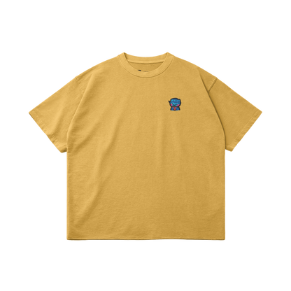 DggL Embroidered Logo Raw Hem Tee, Soft Yellow