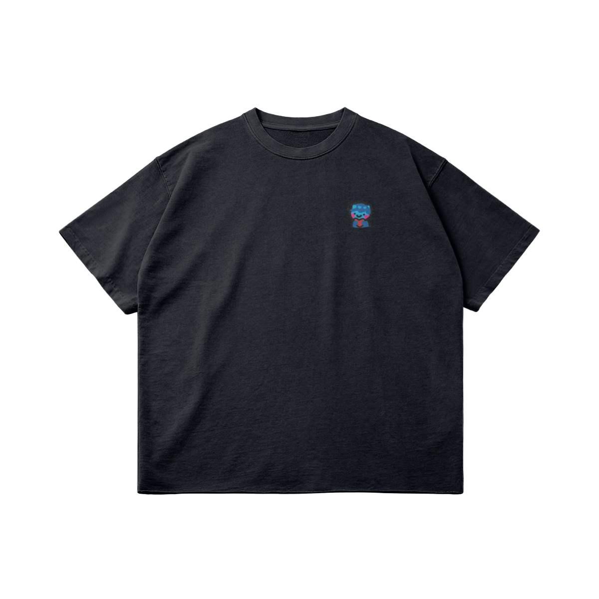 DggL Embroidered Logo Raw Hem Tee, Dark Navy