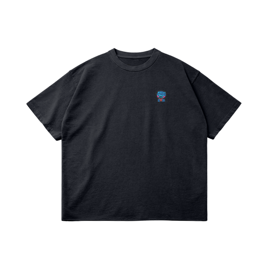 DggL Embroidered Logo Raw Hem Tee, Dark Navy