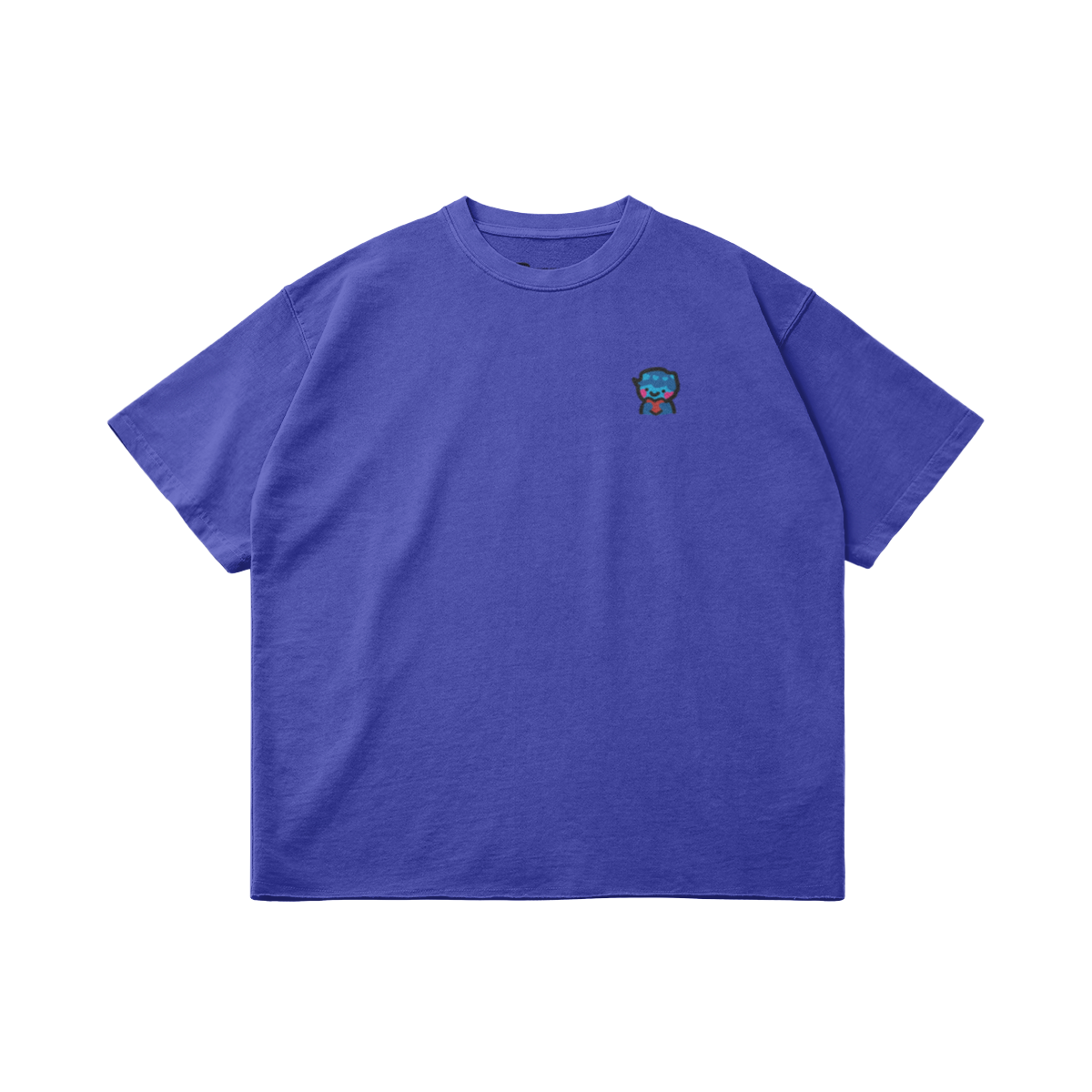 DggL Embroidered Logo Raw Hem Tee, Bright Blue