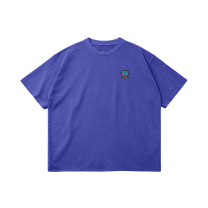 DggL Embroidered Logo Raw Hem Tee, Bright Blue