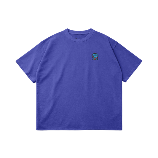 DggL Embroidered Logo Raw Hem Tee, Bright Blue