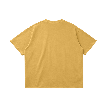 DggL Embroidered Logo Raw Hem Tee, Soft Yellow