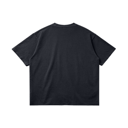 DggL Embroidered Logo Raw Hem Tee, Dark Navy