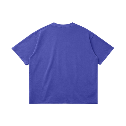 DggL Embroidered Logo Raw Hem Tee, Bright Blue