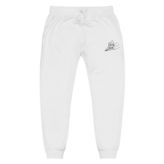 Airplane Embroidered Joggers, White
