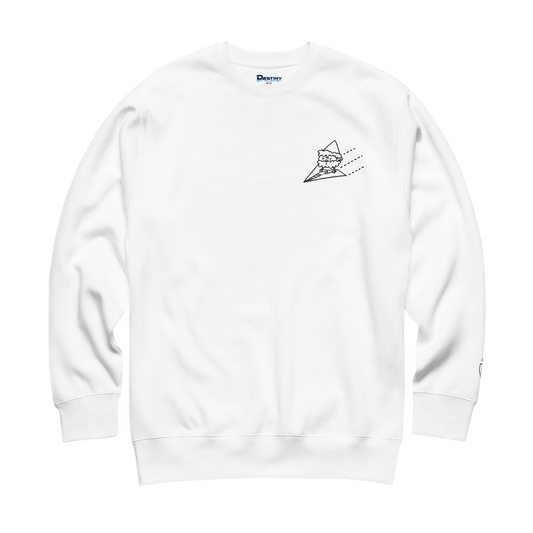 Airplane Embroidered Crewneck Sweatshirt, White