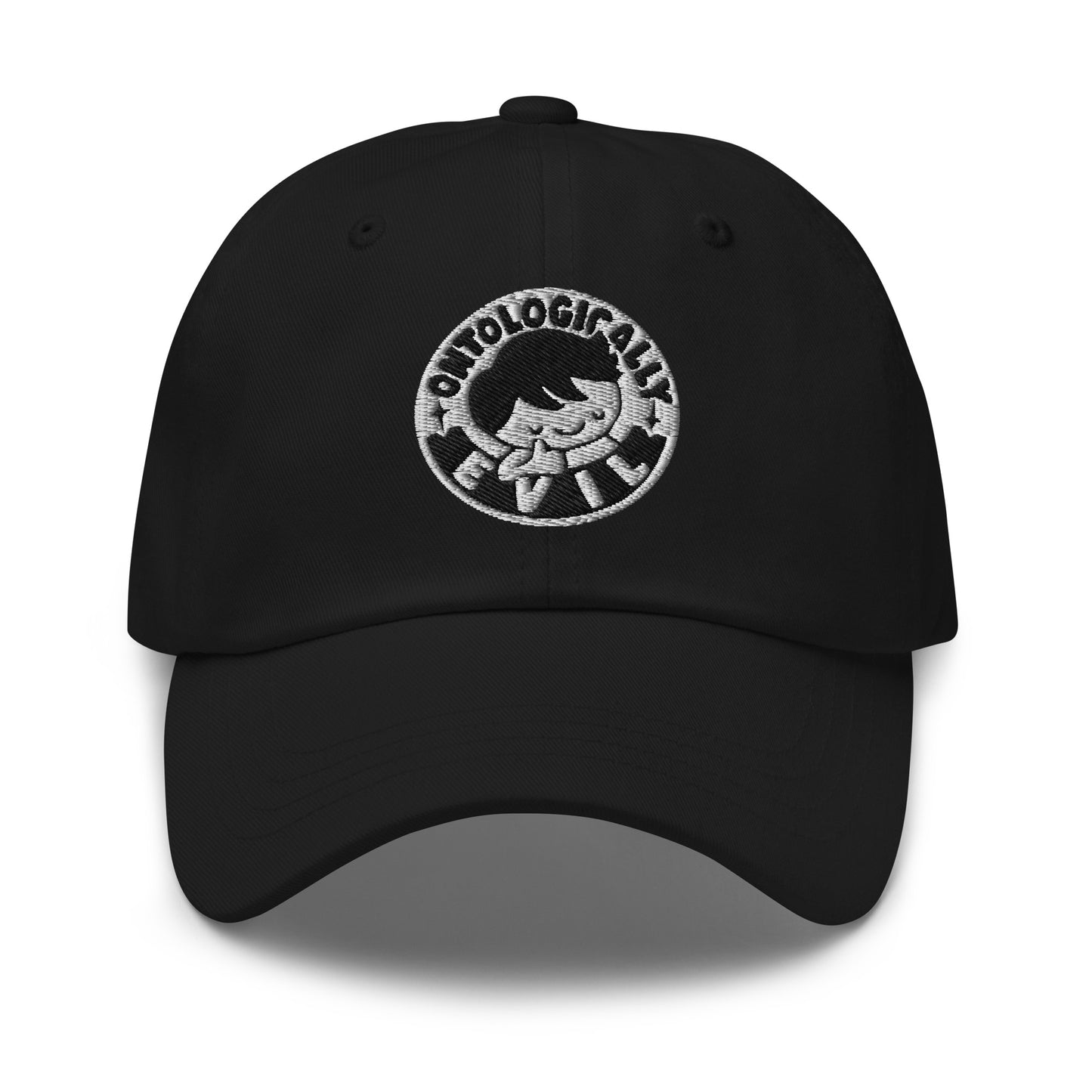 Ontologically Evil Embroidered Dad Hat, Black
