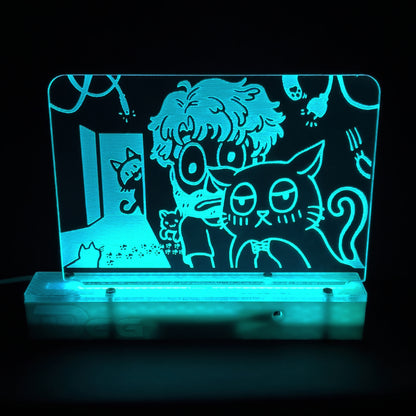 LED Acrylic Art Panel, "Destiny's Kute Kuddly Kittycats" by Halibee