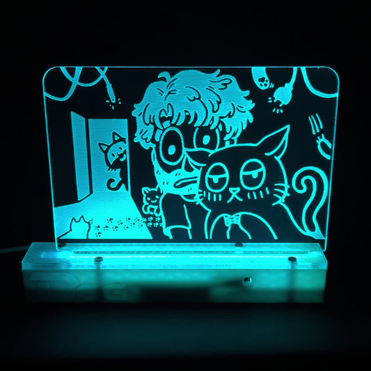 LED Acrylic Art Panel, "Destiny's Kute Kuddly Kittycats" by Halibee